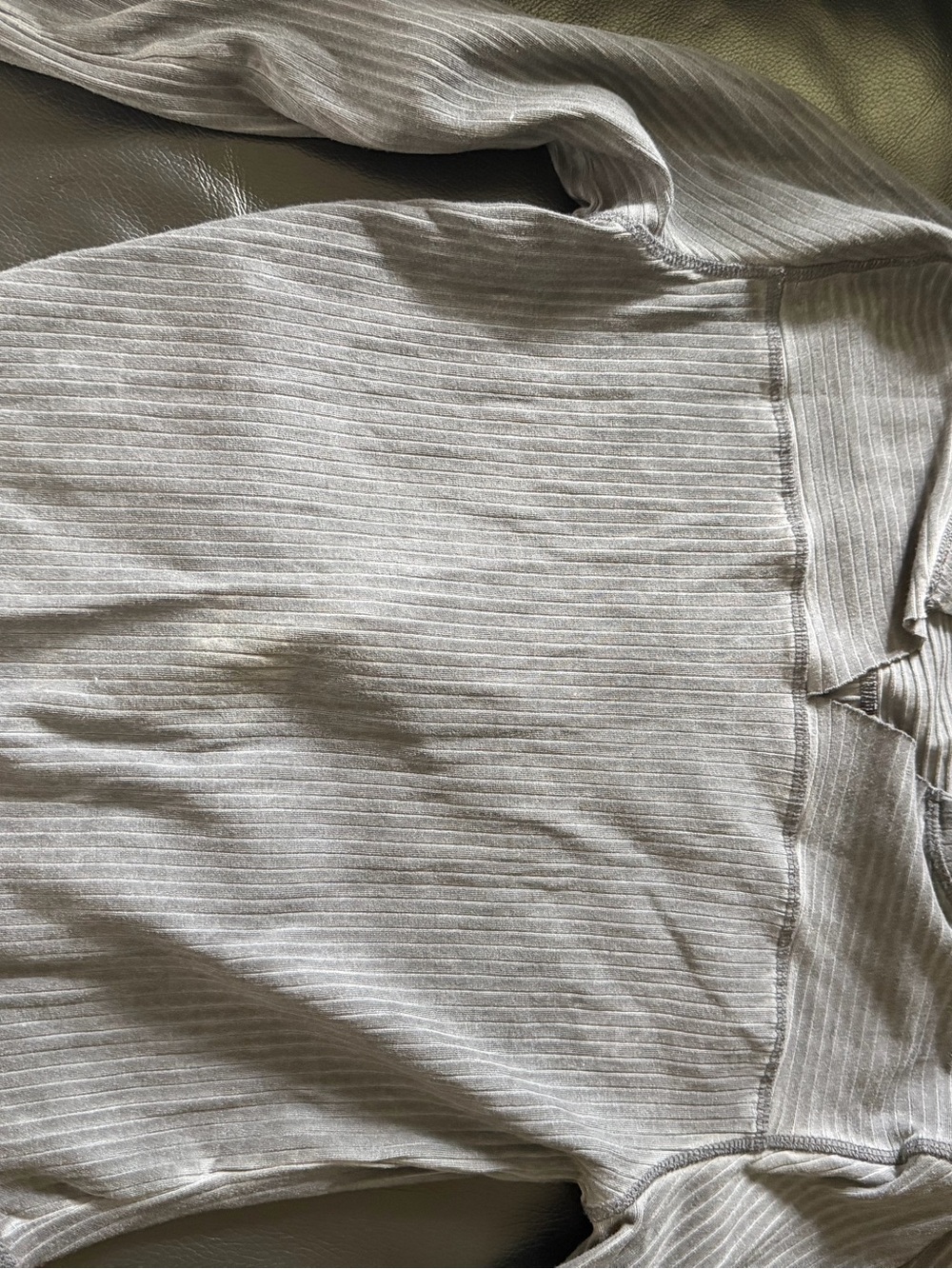 Free People Gray Ribbed Crewneck Top